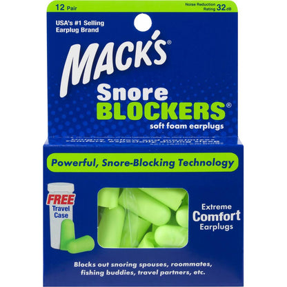 Mack's Ear Plugs Soft Foam Snore Blockers 12 Pack