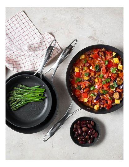 Style Nonstick Induction Skillet Triple Pack 21/25/28cm in Black