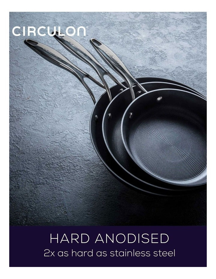 Style Nonstick Induction Skillet Triple Pack 21/25/28cm in Black