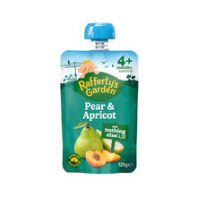 RAFFERTY'S GARDEN BABY FOOD POUCH PEAR & APRICOT AND NOTHING ELSE 4+ MONTHS 120G