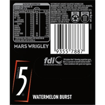 5Gum Watermelon Burst Sugar Free Gum 12pc 32g