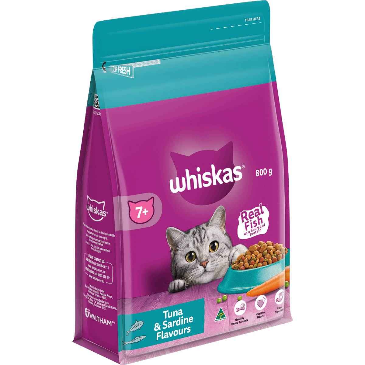 Whiskas 7 Plus Dry Cat Food Tuna & Sardine 800g