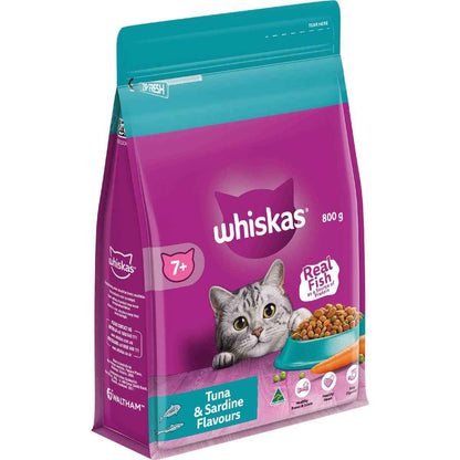 Whiskas 7 Plus Dry Cat Food Tuna & Sardine 800g
