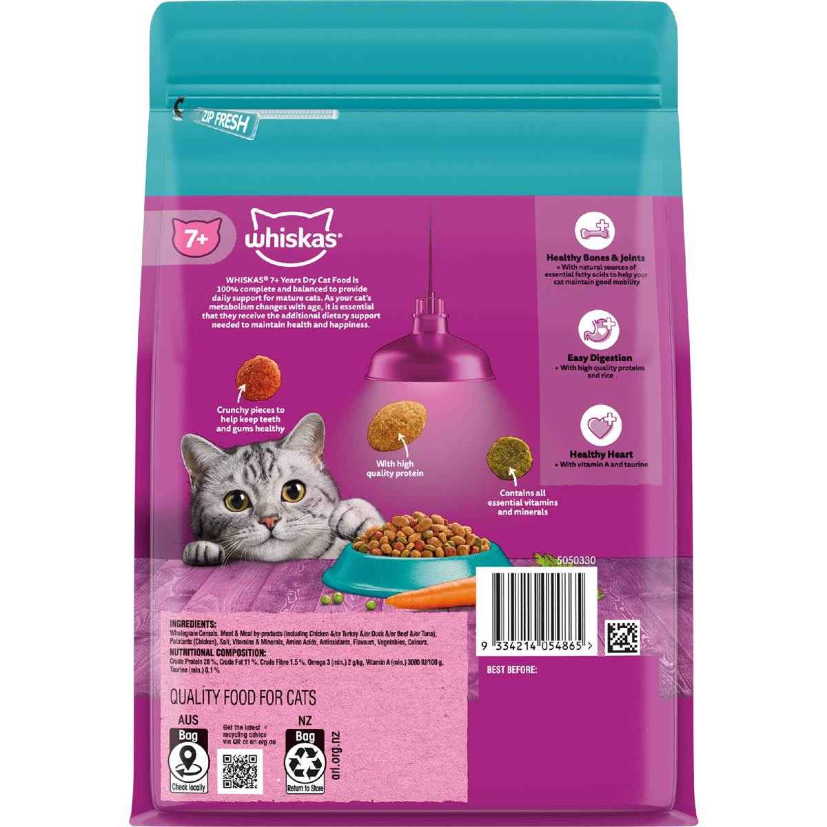 Whiskas 7 Plus Dry Cat Food Tuna & Sardine 800g
