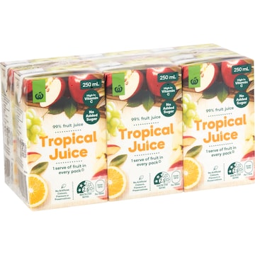 Woolworths Tropical Juice Poppers 250mL x 6 pack