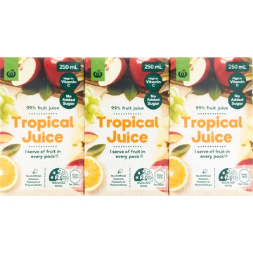 Woolworths Tropical Juice Poppers 250mL x 6 pack