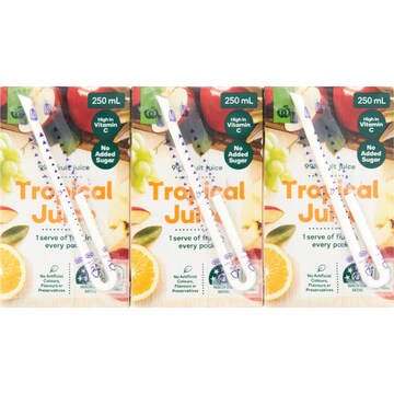 Woolworths Tropical Juice Poppers 250mL x 6 pack