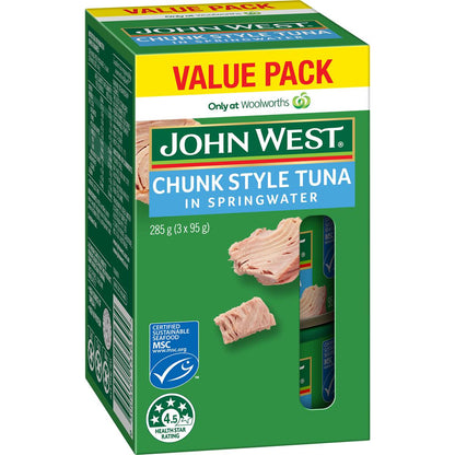 John West Chunk Style Tuna In Springwater Value Pack 95g x 3 pack