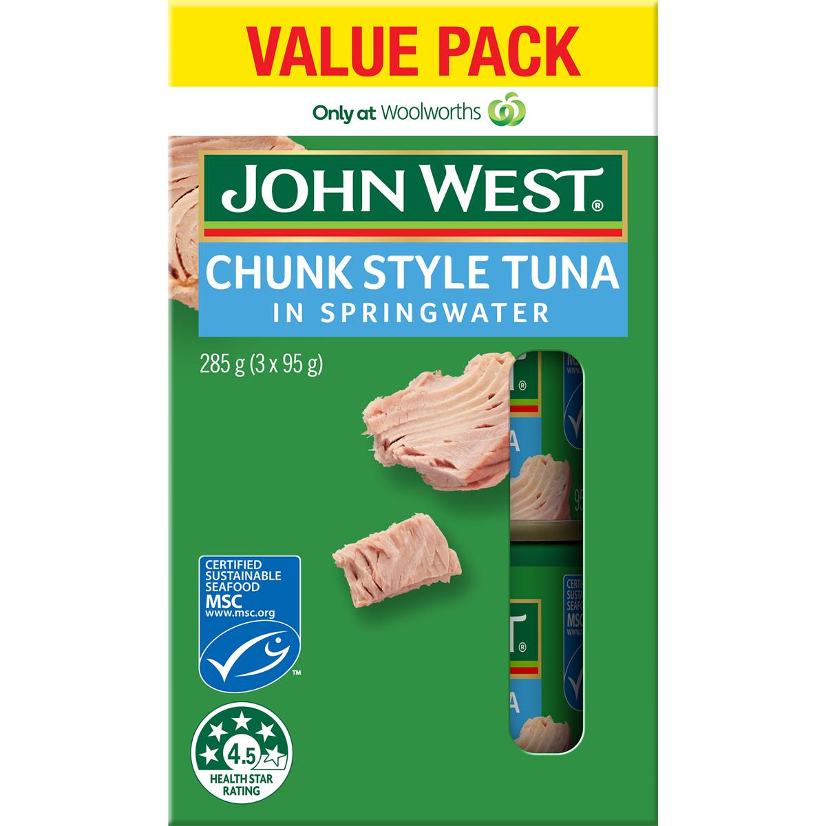 John West Chunk Style Tuna In Springwater Value Pack 95g x 3 pack