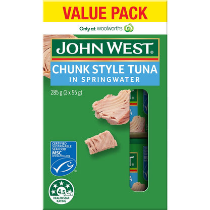 John West Chunk Style Tuna In Springwater Value Pack 95g x 3 pack