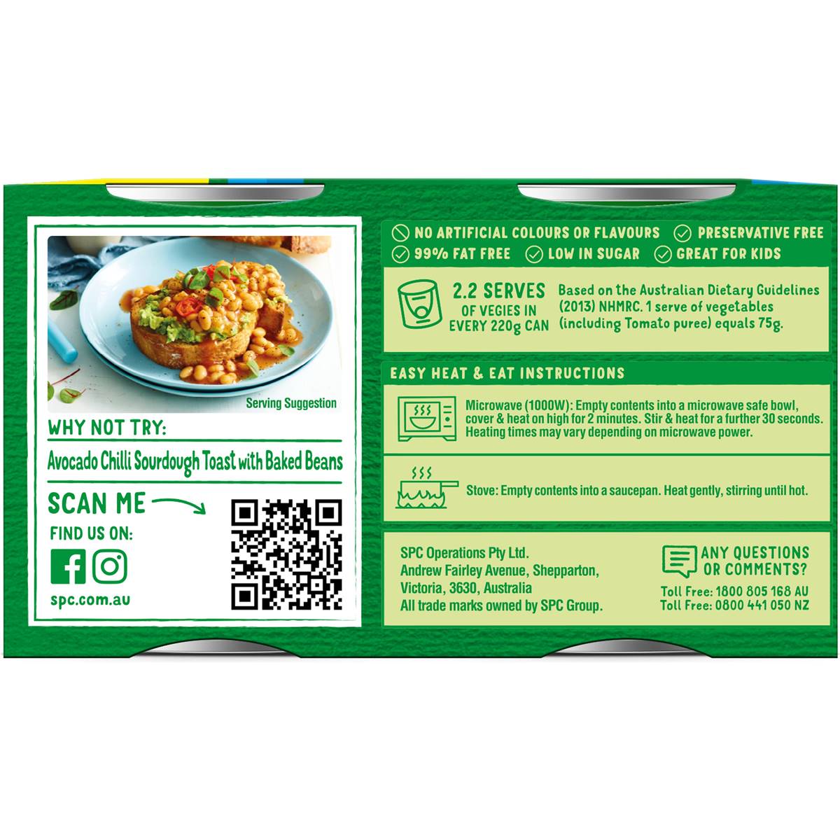 SPC Baked Beans Rich Tomato Salt Reduced 220g x 4 Pack