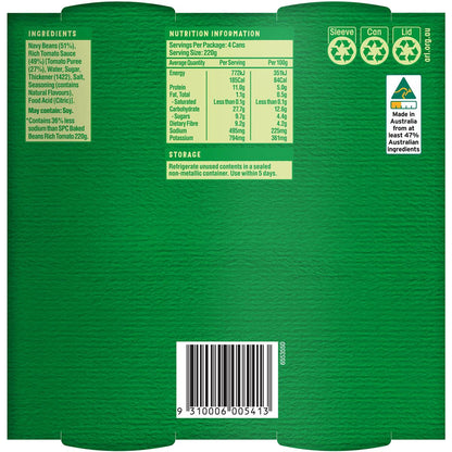 SPC Baked Beans Rich Tomato Salt Reduced 220g x 4 Pack