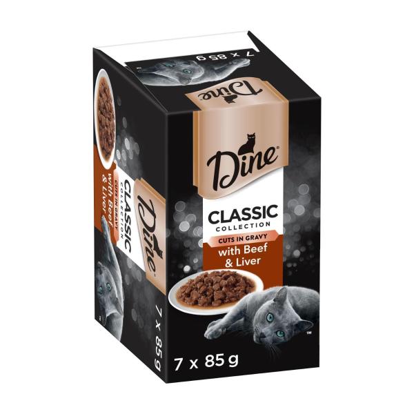 Classic Collection Adult Wet Cat Food Cuts in Gravy with Beef & Liver 7x85g Trays