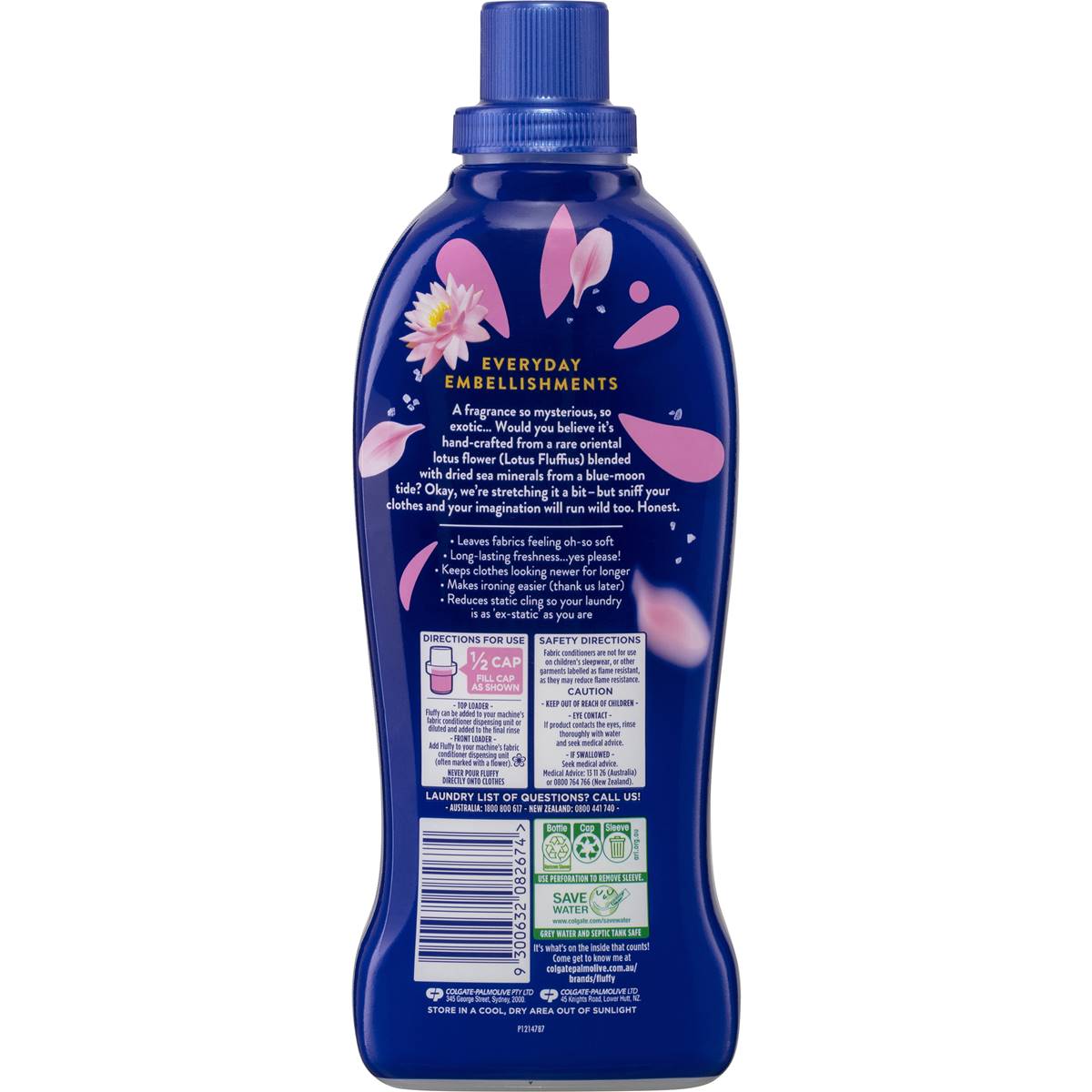 Fluffy Ultra Fabric Softener Divine Blends Lotus & Sea Minerals 900mL