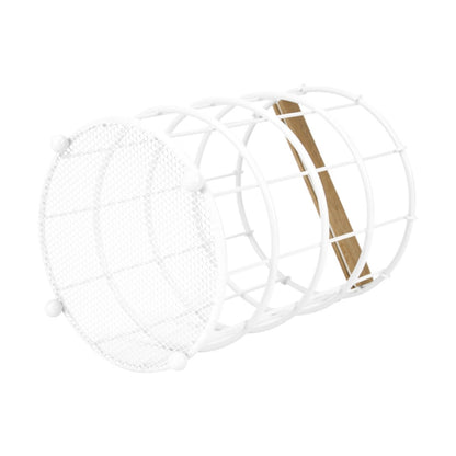 Off White and Acacia Utensil Holder