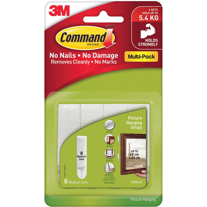 3M Command Picture Hanging Strips Medium Value Pack 8 Pairs