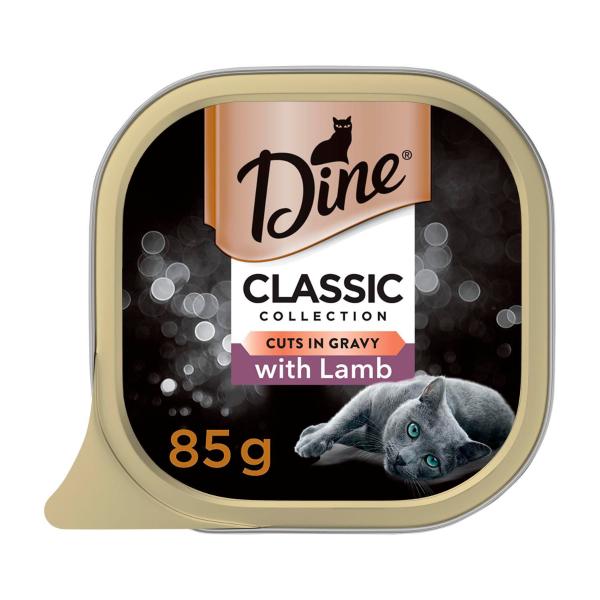 DINE CLASSIC COLLECTION ADULT WET CAT FOOD CUTS IN GRAVY WITH LAMB 85G TRAY