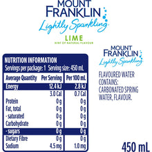 Mount Franklin Mineral Water Lightly Sparkling Lime Bottle 450ml