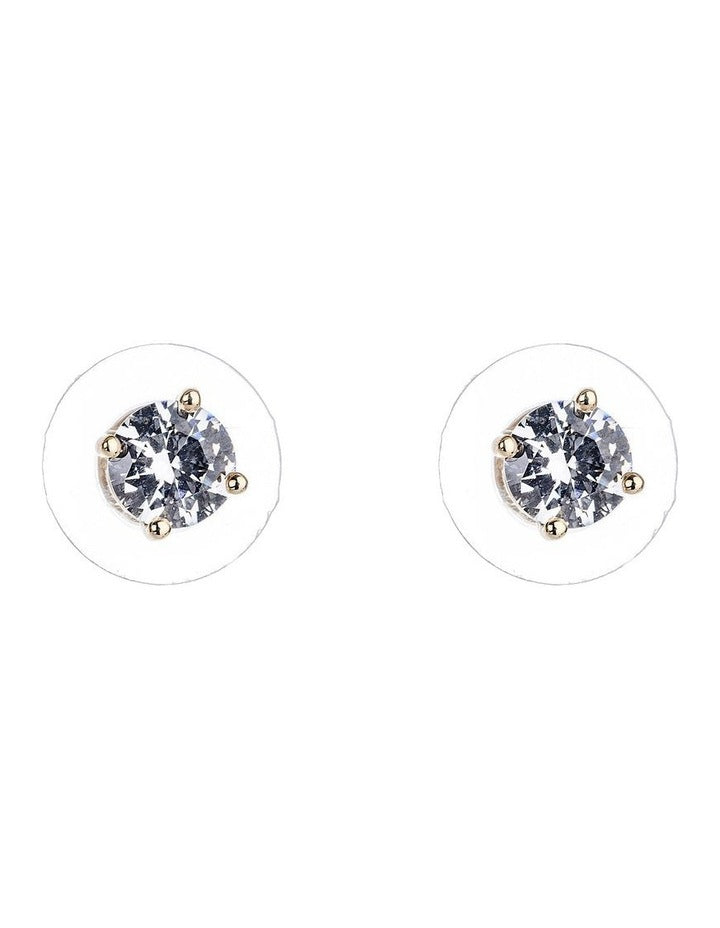 Cubic Zirconia Gold Stud Earrings
