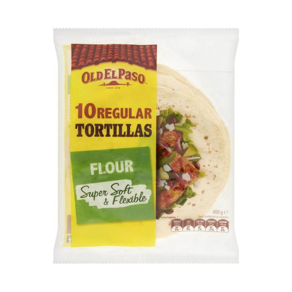 OLD EL PASO REGULAR TORTILLAS FAJITA 10 PACK 400G
