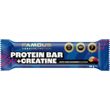 Famous Nutrition Sport Protein & Creatine Bar White Choc Raspberry 60g