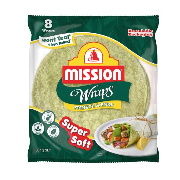 MISSION WRAPS SPINACH & HERB 8 PACK