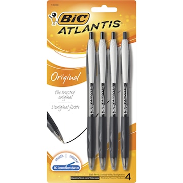 BIC Atlantis Original Ball Pens Black 4 pack