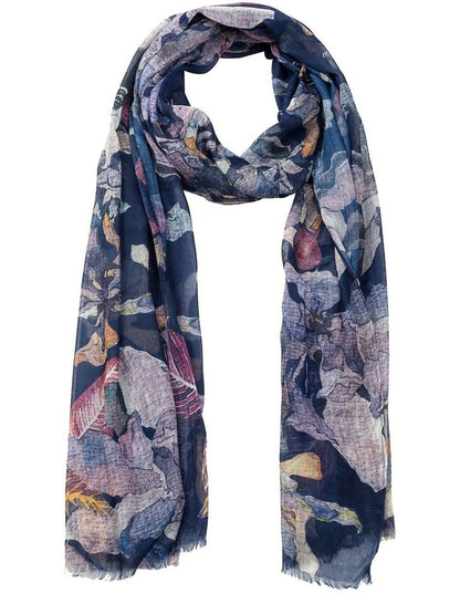 Abstract Leaf Navy Scarf