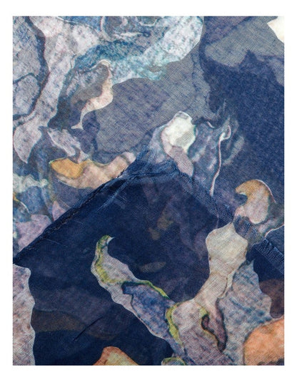 Abstract Leaf Navy Scarf