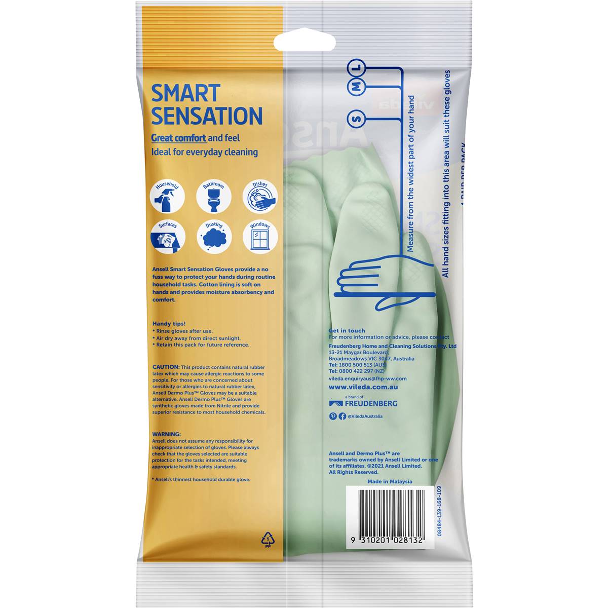 Vileda Ansell Smart Sensation Gloves Medium Pair Each