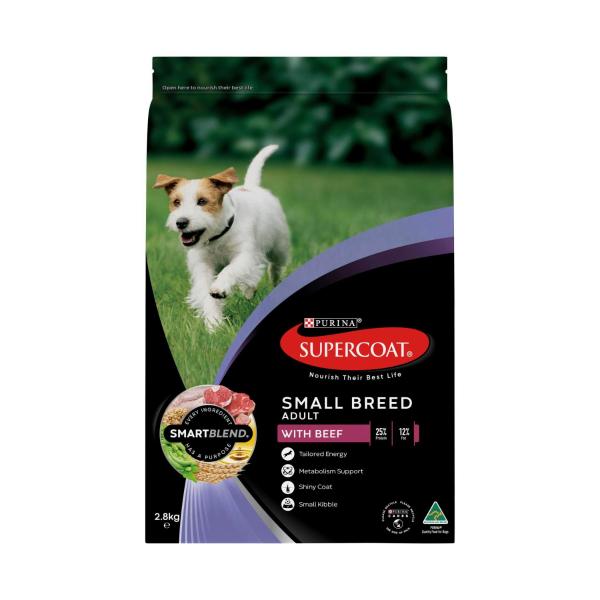 SUPERCOAT ADULT SMALL BREED WITH BEEF DRY DOG FOOD 2.8KG