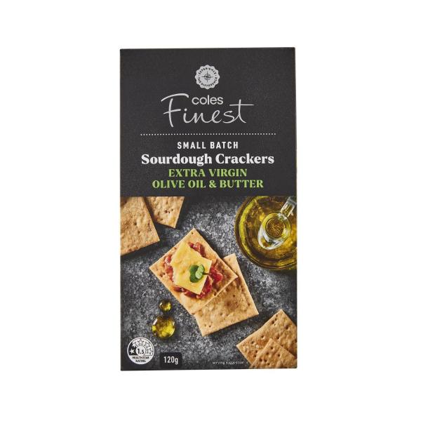 COLES FINEST SOURDOUGH EXTRA VIRGIN OLIVE OIL & BUTTER CRACKERS