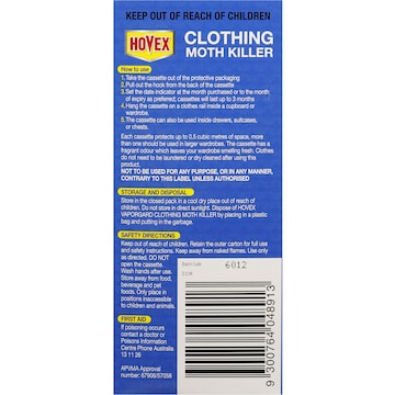 Hovex Vapor Gaurd Moth Killer Clothing Each