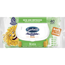 Sorbent Flushable Wipes Kids 40 Pack