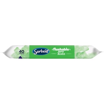 Sorbent Flushable Wipes Kids 40 pack