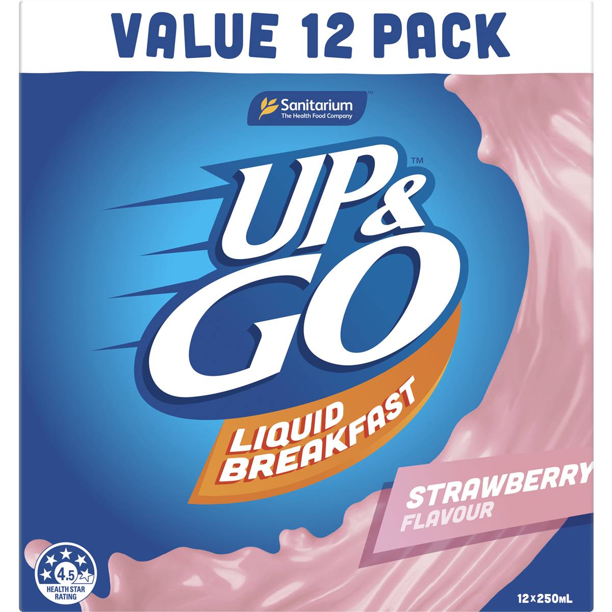 Up&Go Liquid Breakfast Strawberry 250mL x 12 pack