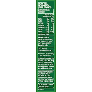 John West Anchovy Fillets In Olive Oil 45g