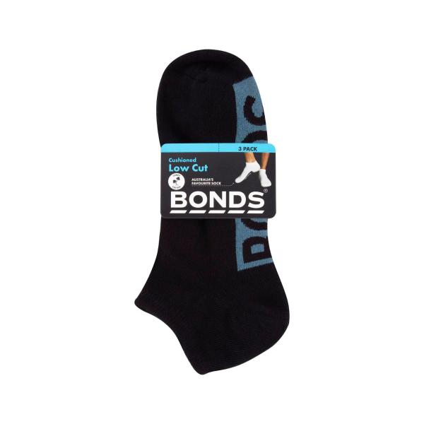 BONDS MENS LOGO LOW CUT 3PK 6-10