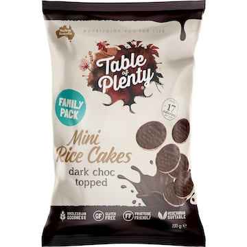 Table Of Plenty Mini Rice Cakes Dark Choc Topped Family Pack 200g