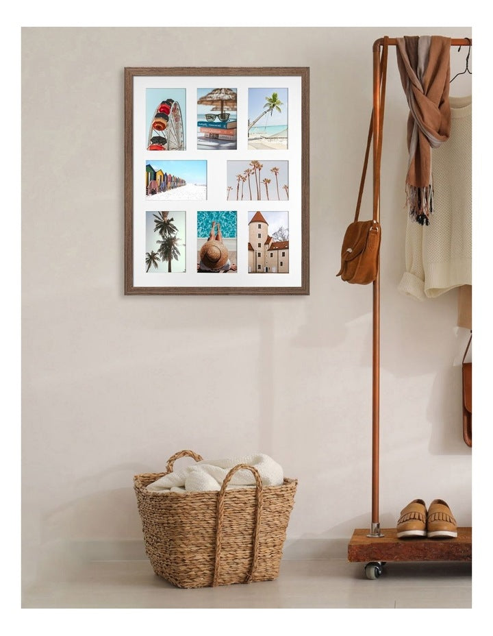 Australian Made Timber Collage Photo Frame 16x20"/4x6"(8) in Chestnut