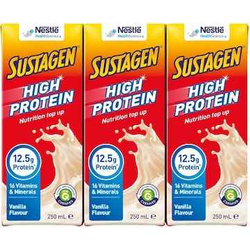 Sustagen High Protein Nutrition Top-Up Vanilla Flavour Ready To Drink 250mL x 3 pack