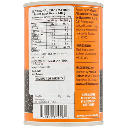 La Morena Refried Black Beans 440g