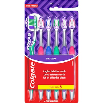 Colgate Toothbrush Zig Zag Soft Daily Clean Value 6 pack
