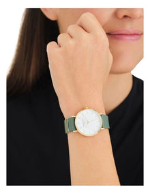 West Village Leather Analog WFGG-W85 Watch in Olive Green