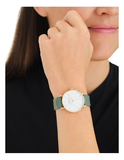 West Village Leather Analog WFGG-W85 Watch in Olive Green