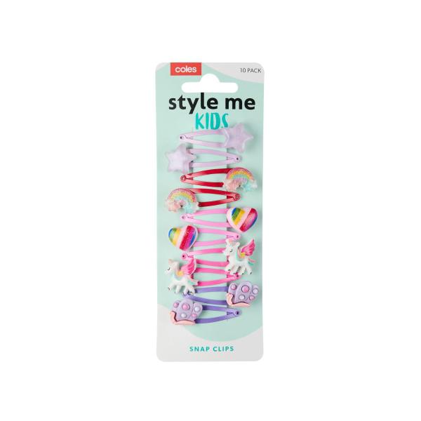 COLES KIDS SNAP CLIPS ASSORTMENT 10 PACK