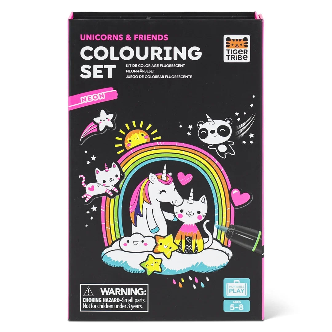Tiger Tribe Neon Colouring Set Unicorns and Friends Activity Book Art and Craft for kids 5yrs+