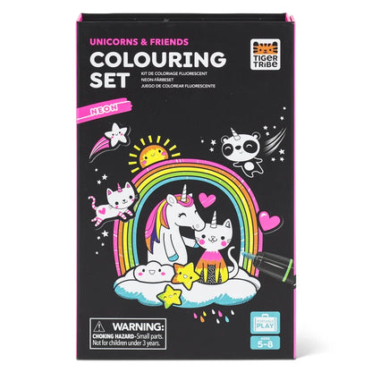 Tiger Tribe Neon Colouring Set Unicorns and Friends Activity Book Art and Craft for kids 5yrs+