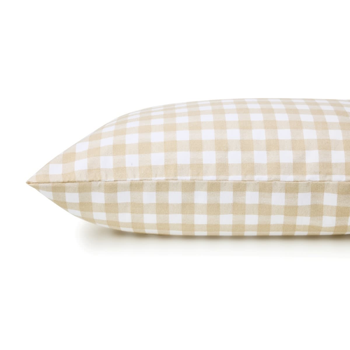 Gingham Cotton Flannelette Sheet Set - Single Bed, Tan