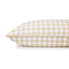 Gingham Cotton Flannelette Sheet Set - Single Bed, Tan